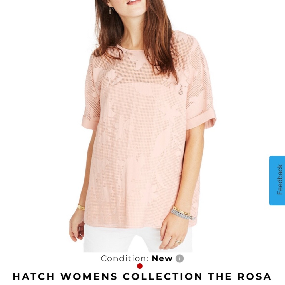 Hatch Blouse Color-pink burnout